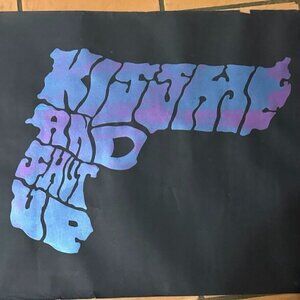 Janine Gordon Silkscreen Kiss Me and Shut Up Gun Psychedelic Letters 2000